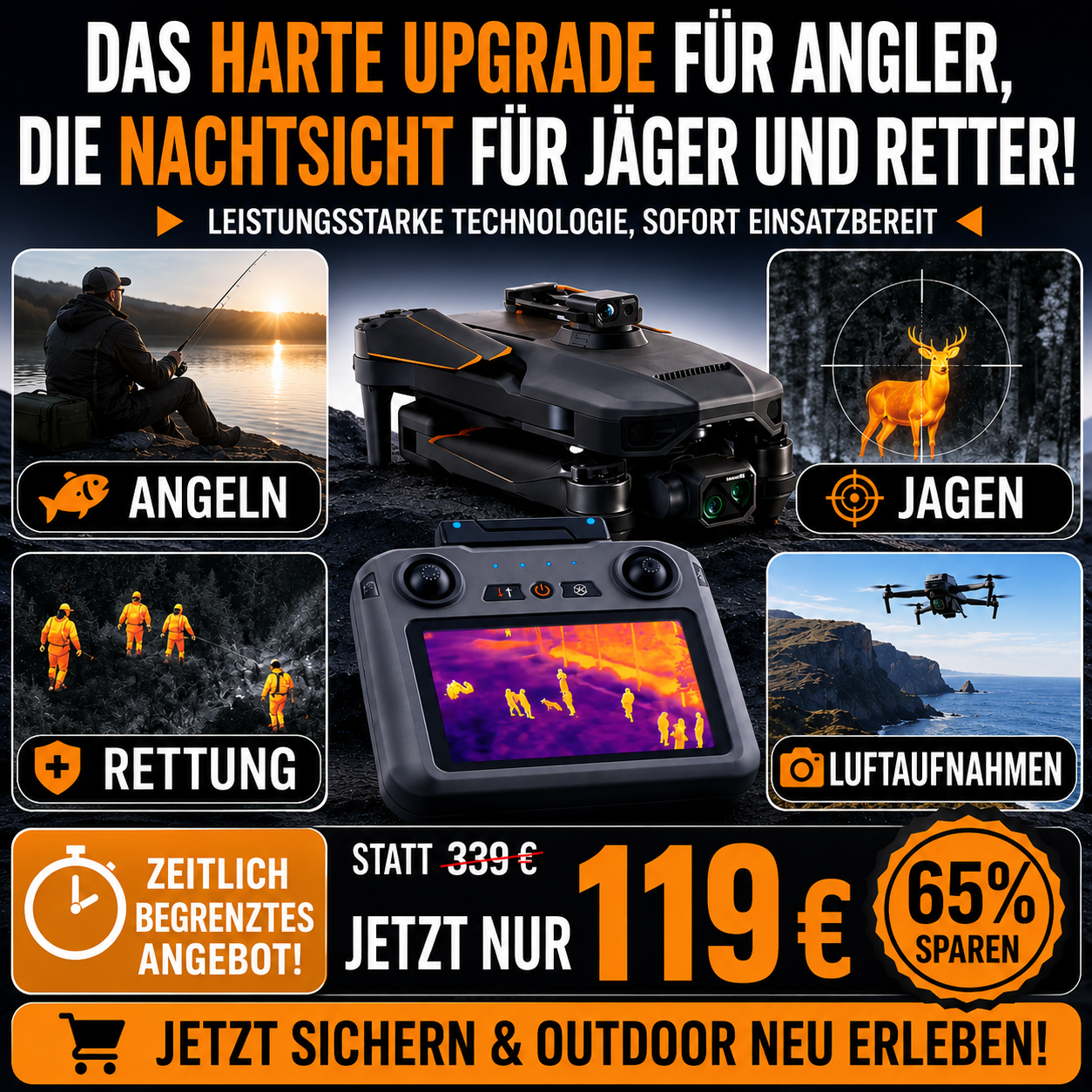 BGBDHZ T8 Max Wärmebilddrohne/Wärmebildgebung + Jagd + Transport + Nutzlast + Lieferung + Einsatzort