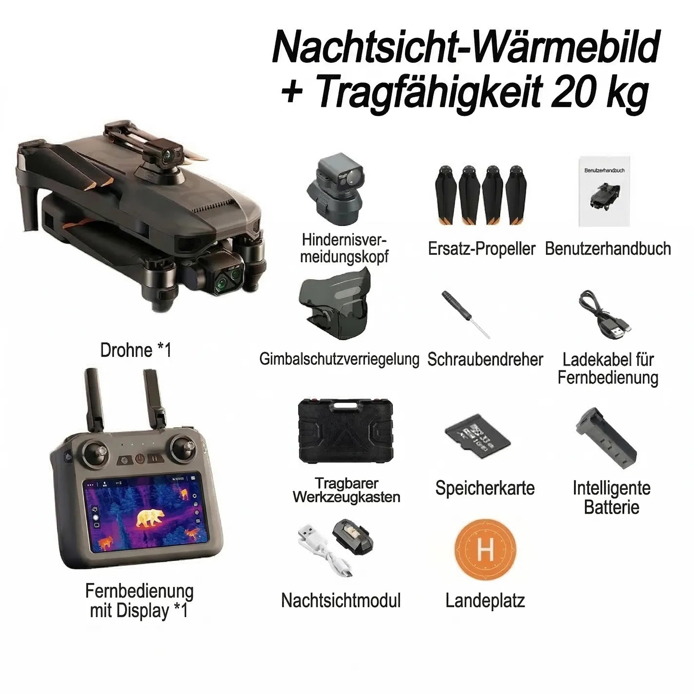 BGBDHZ T8 Max Wärmebilddrohne/Wärmebildgebung + Jagd + Transport + Nutzlast + Lieferung + Einsatzort
